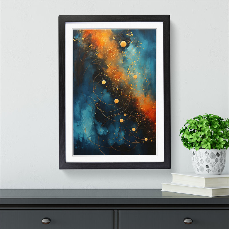 Universe Abstract Art - Framed Print, 34cm H x 25cm W, Black Framed