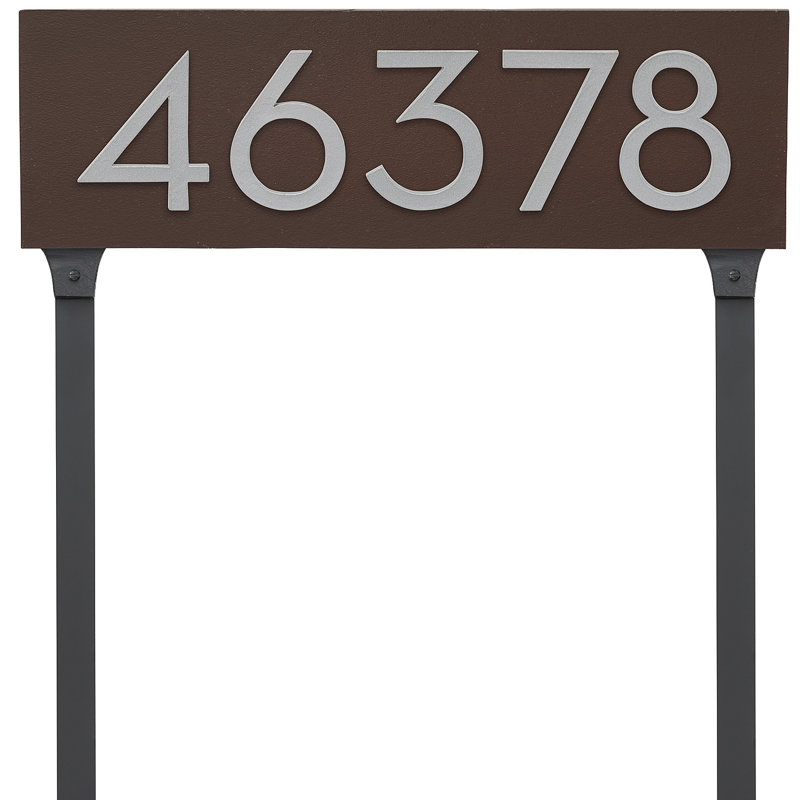 Floating 1-Line Lawn Address Sign, Roman Bronze, Silver, Yes
