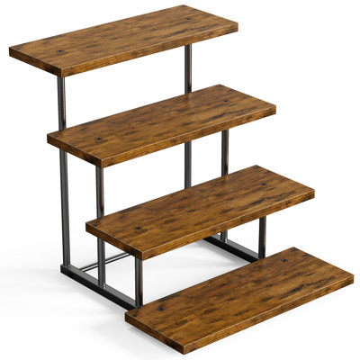 Présentoir à gâteaux en bois à 4 étages, plateau de service rectangulaire pour cupcakes, biscuits, collation, présentoir alimentaire pour mariage et anniversaire (1 pièce)