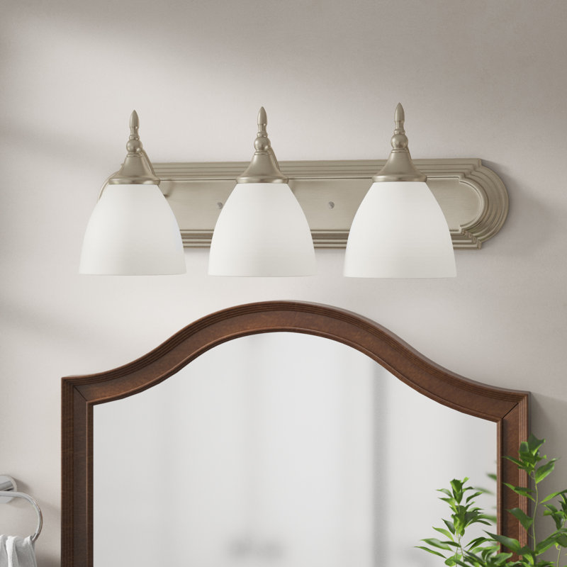 Sennott 4-Light Bath Bar in Satin Nickel, Satin Nickel, 8" H x 30" W x 30" D, 4 Lights