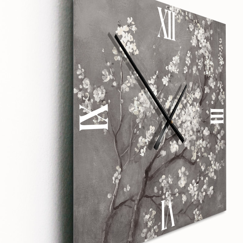 White Cherry Blossoms I - Horloge murale traditionnelle, Très grand