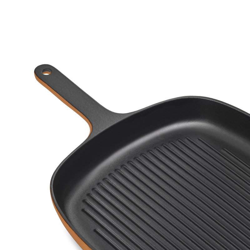 10.5" Enameled Cast Iron Grill Pan, Rust