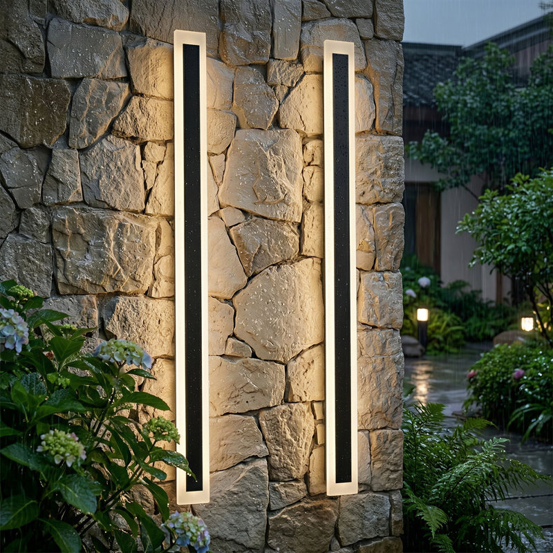 Estefanie 40" Acrylic LED Outdoor Porch Wall Lights for Patio Yard Garage 25W Dimmable 2700K, 39.96" H x 3.15" W x 1.73" D