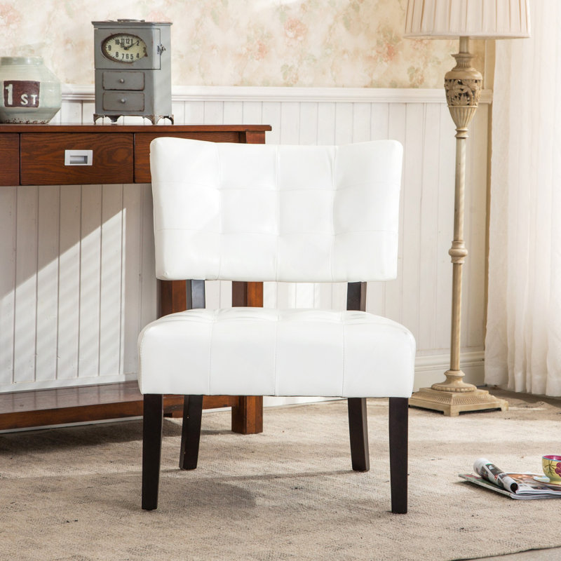 Fauteuil d'appoint capitonné en cuir mélangé avec sièges surdimensionnés, Ivoire ivoire, Noir