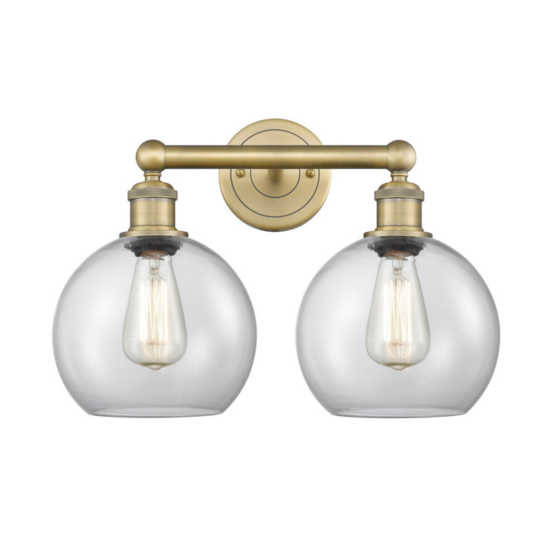 Éclairage pour salle de bain 2 lumières Ellington, Transparent, Laiton brossé