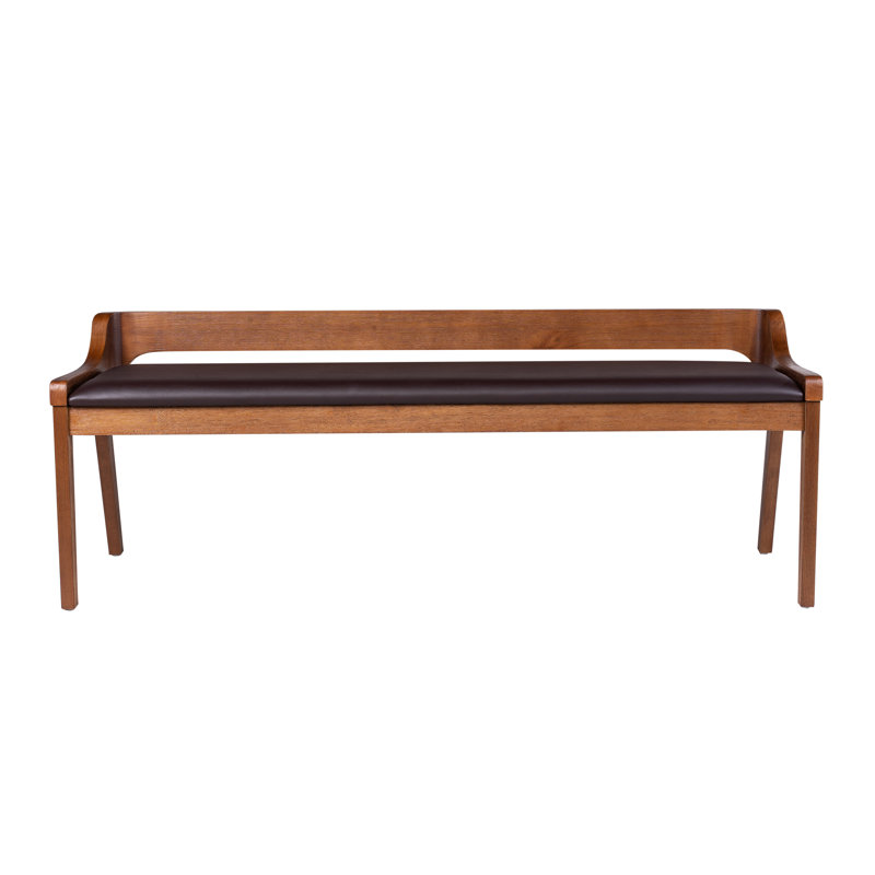 Aybri Faux Leather Upholstered Bench, Brown/Chestnut