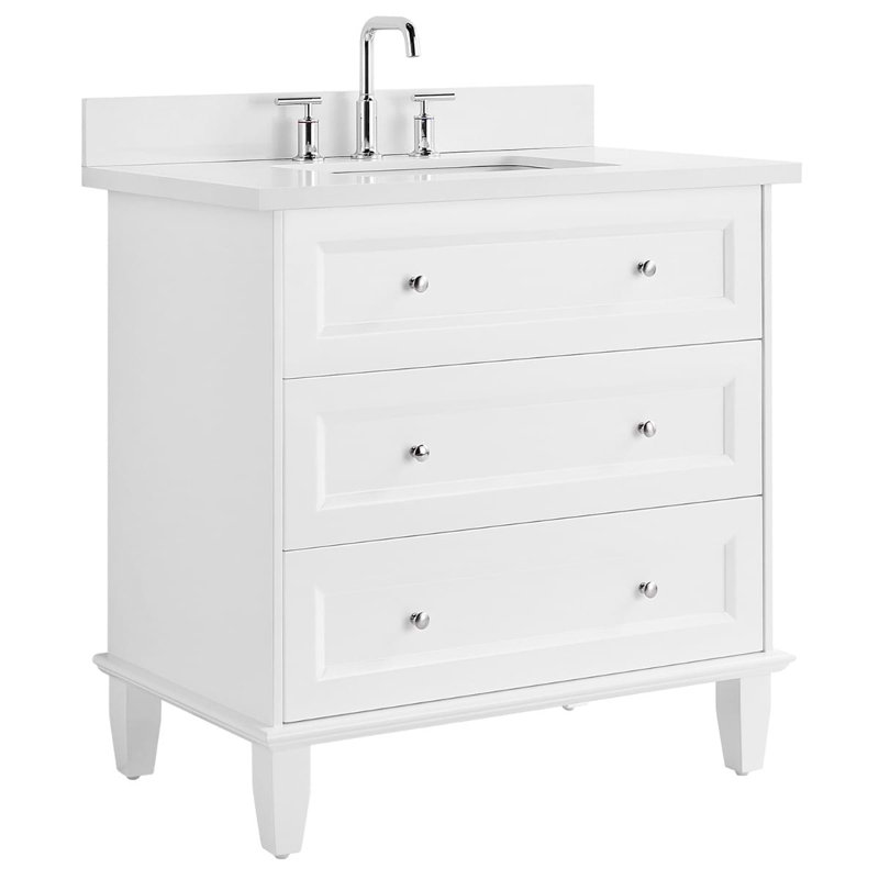 Nora 36" Freestanding Standard Single Bathroom Vanity with Top, White