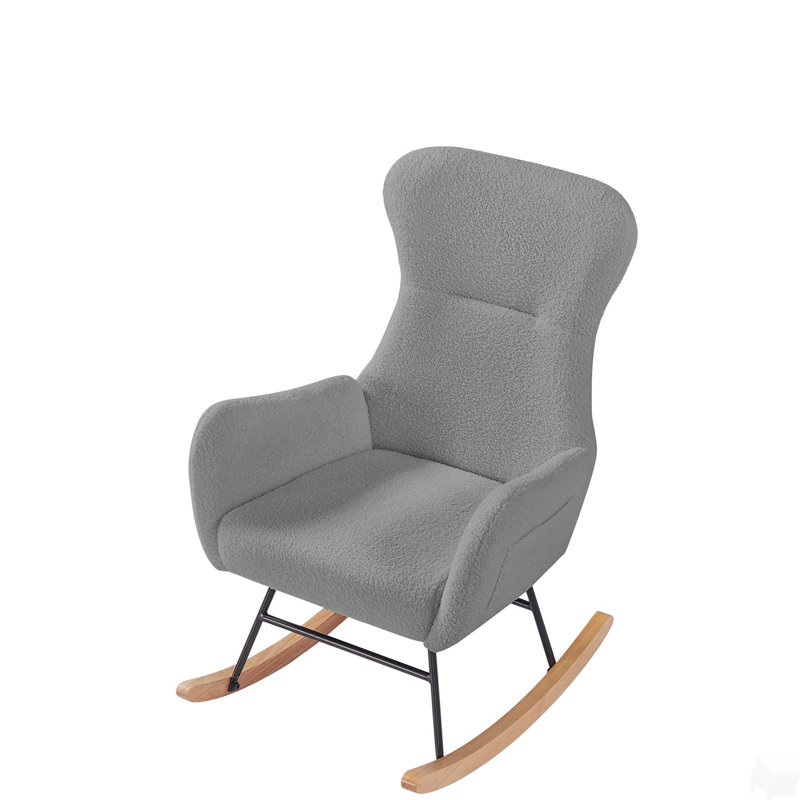 Chaise berçante en tissu GREY Teddy