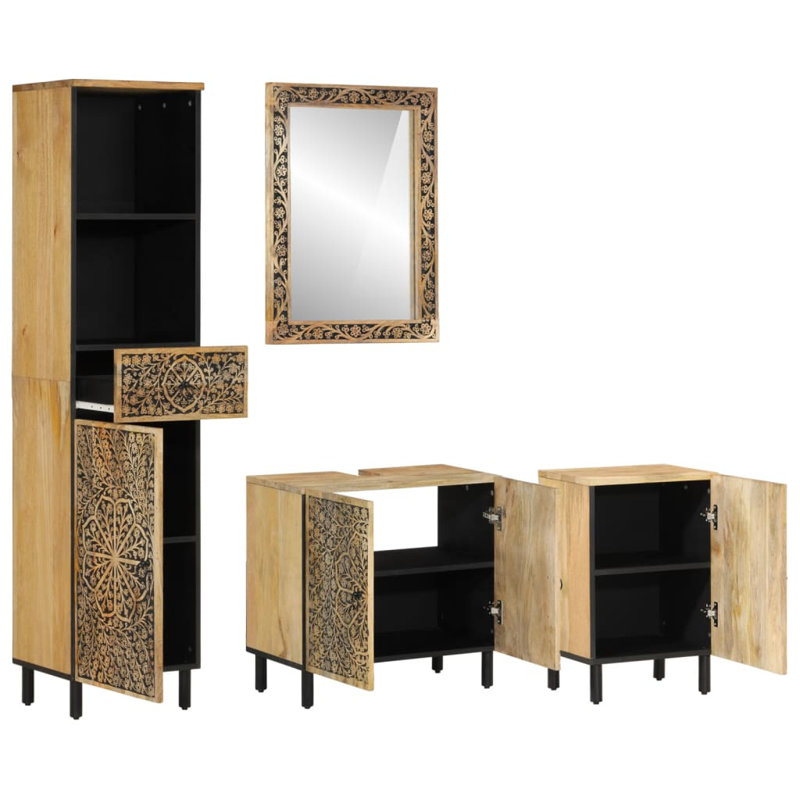 Nelsonville Solid Wood Freestanding Bathroom Storage Furniture Set