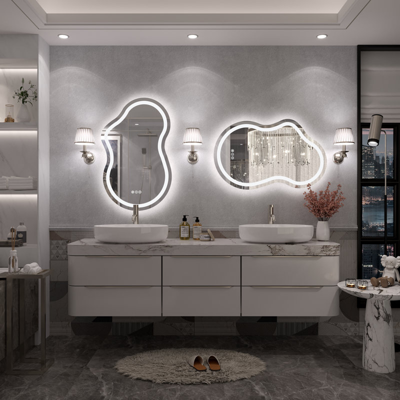 Miroir de salle de bain Molly, 32 po x 20 po, Avant et rétroéclairé