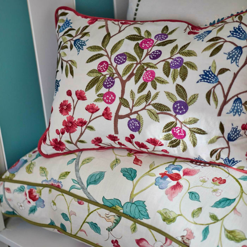 Arils Garden Fabric, Blue Clay/Pink