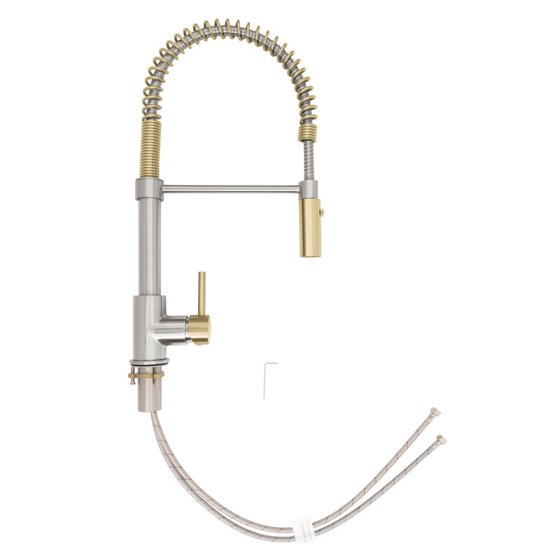 ZLINE Autograph Sierra Pull Down Spring Single Handle Kitchen Faucet, Brushed Nickel;Champagne Bronze