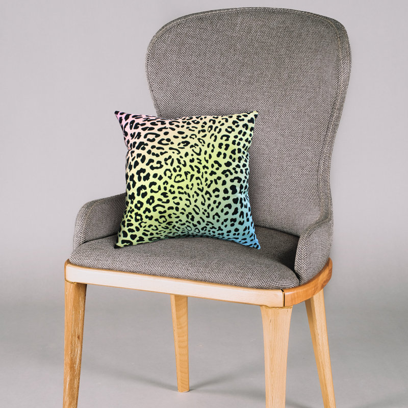 Animal Print Reversible Throw Pillow, Pastel Gradient/White