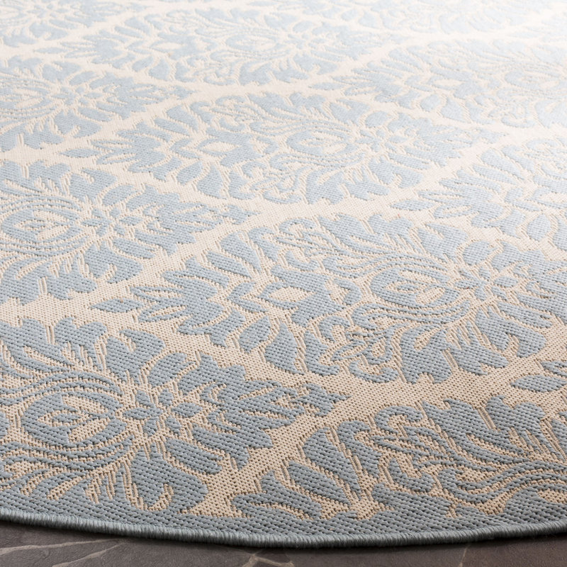 Emmanuel Linden 100 Performance Damask Indoor/Outdoor Area Rug, Round 6'7"