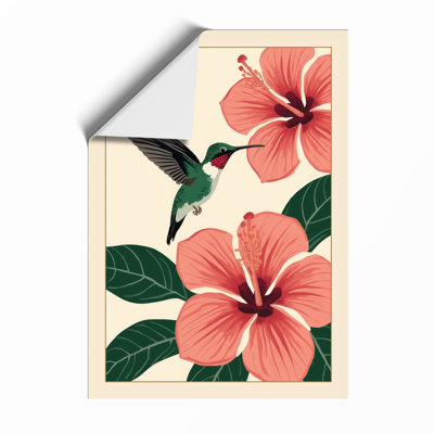 Hummingbird and Hibiscus Botanical - Framed Print