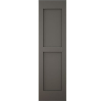 Volets extérieurs Americraft à deux panneaux plats égaux en bois véritable (par paire), 45,7 cm (L) x 208,3 cm (H), avec capuchons de volets en aluminium, Shadow Mountain