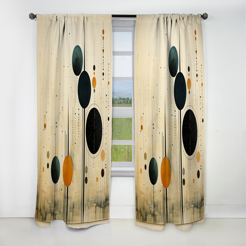 Rideau occultant multicolore coloré Mid Century Minimalist Oasis IV - 1 panneau, L 52 po x L 120 po