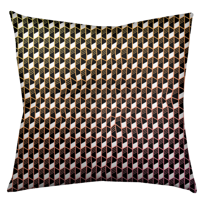 Coussin de sol à rayures géométriques Katelyn Elizabeth, 26 po x 26 po, Coucher de soleil