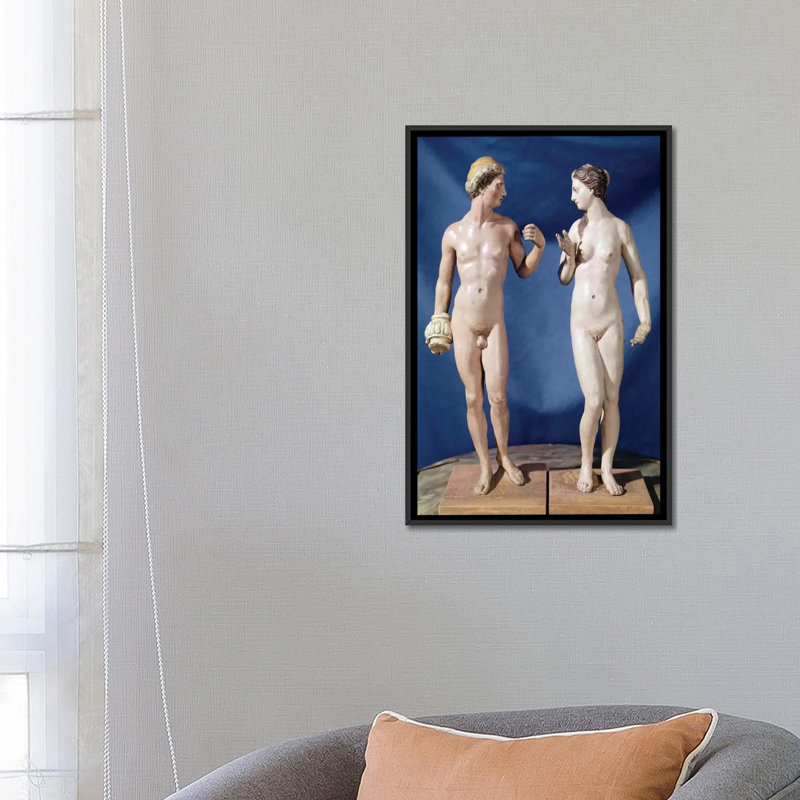 «Adam and Eve» par El Greco, impression sur toile tendue, H 26 po x l 18 po x P 1,5 po, Toile avec cadre noir, Blanc