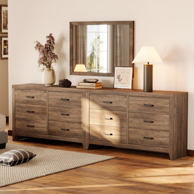Ensemble de commode modulaire de 8,8 pi - Rangement réglable à 12 tiroirs pour le rangement de plusieurs pièces à la ferme