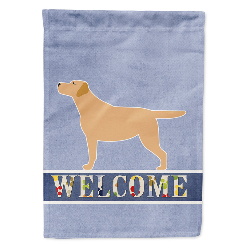 Polyester 2 côtés 40 x 28 po welcome drapeau maison, Labrador jaune debout