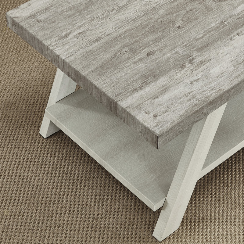 Table de bout en bois à deux tons Athens, Gris patiné, Beige