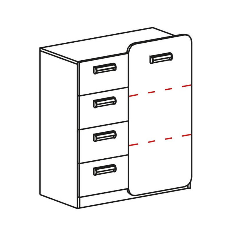 Ofir Rectangle Accent Cabinet, White Matt/Oak Nash