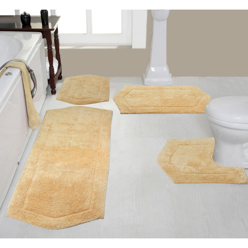 Ensemble de tapis pour salle de bain 4 pièces Morissette, Jaune