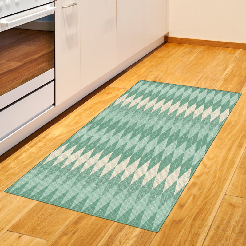 Tapis décoratif à longues fibres en polyester Aqua, Rectangle 2 pi 7 po x 5 pi