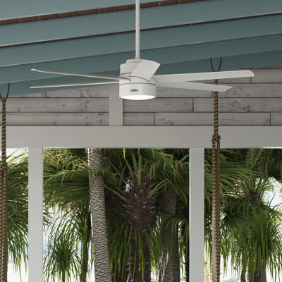 72" Solaria 6 - Blade Outdoor Standard Ceiling Fan with Wall Control and Light Kit Included