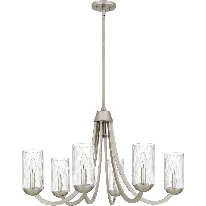 Lustre 8 lumières Allard, 6 lumières, H 20 po x l 32 po x P 32 po, Nickel brossé