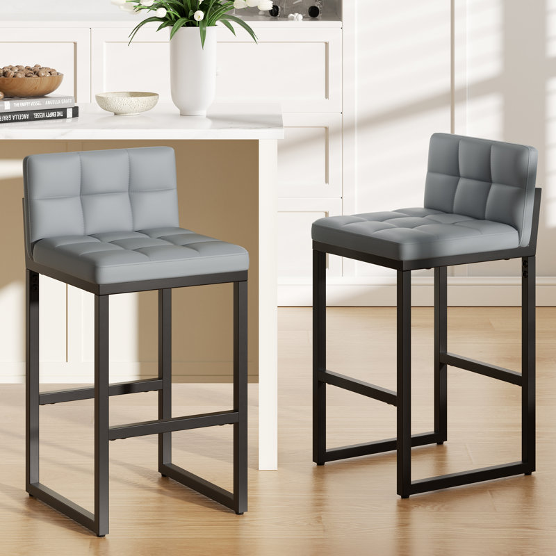 Counter Stool with Metal Frame, Light Grey, 2