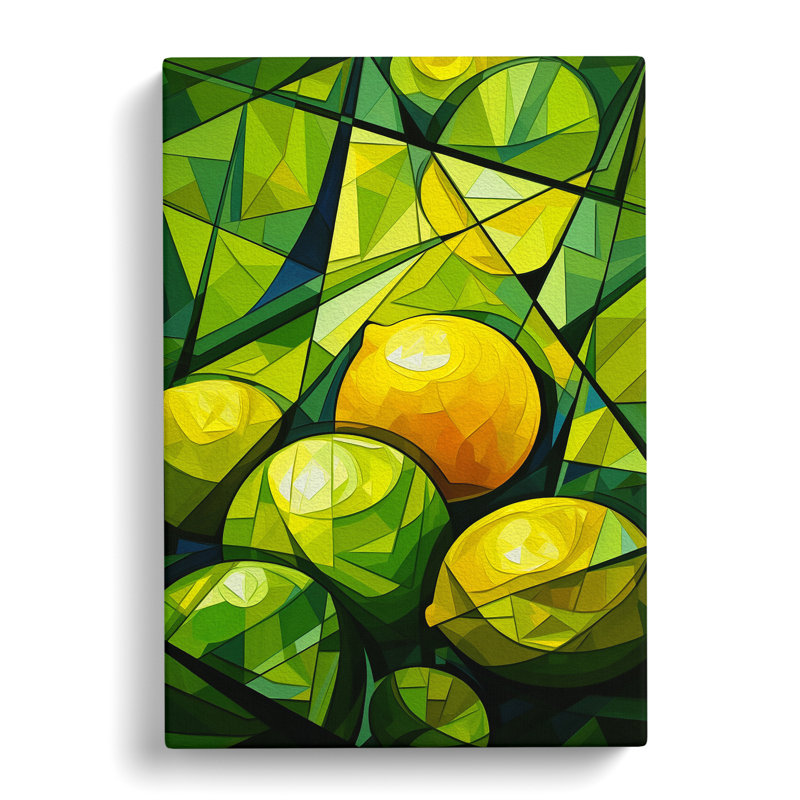 Lime Fruit Cubism Art - Wrapped Canvas, 60cm H x 40cm W x 3cm D