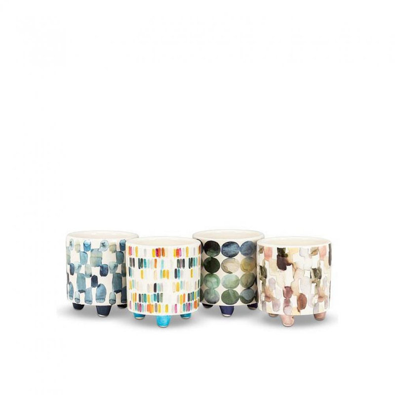 Ensemble de cache-pots en céramique 4 pièces Pranavi, 2,75 po x 2,75 po x 3 po