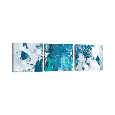 Bleu taché - ensemble d'art mural sur toile tendue (ensemble de 3)