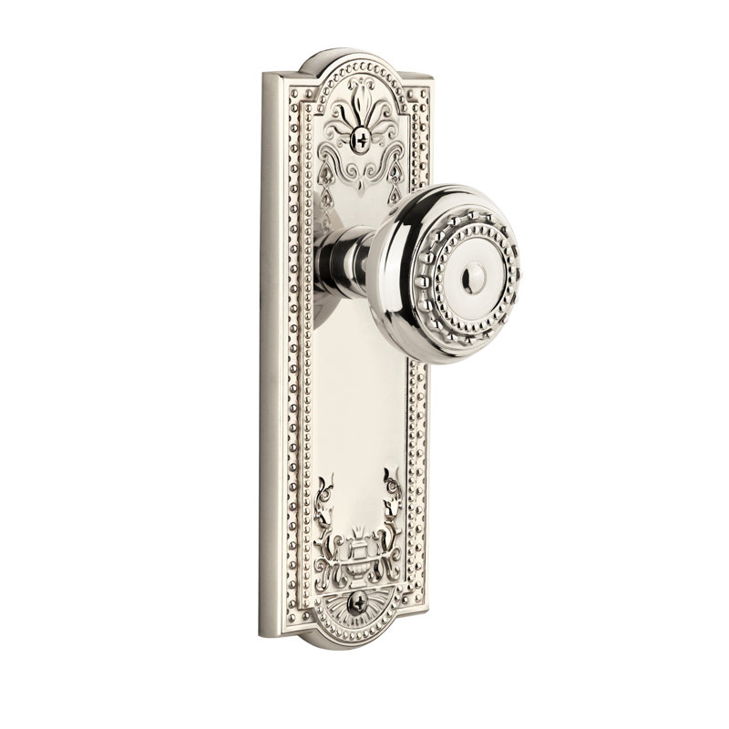 Grandeur Parthenon Plate Privacy with Parthenon Door Knob, Polished Nickel, 2 3/4"