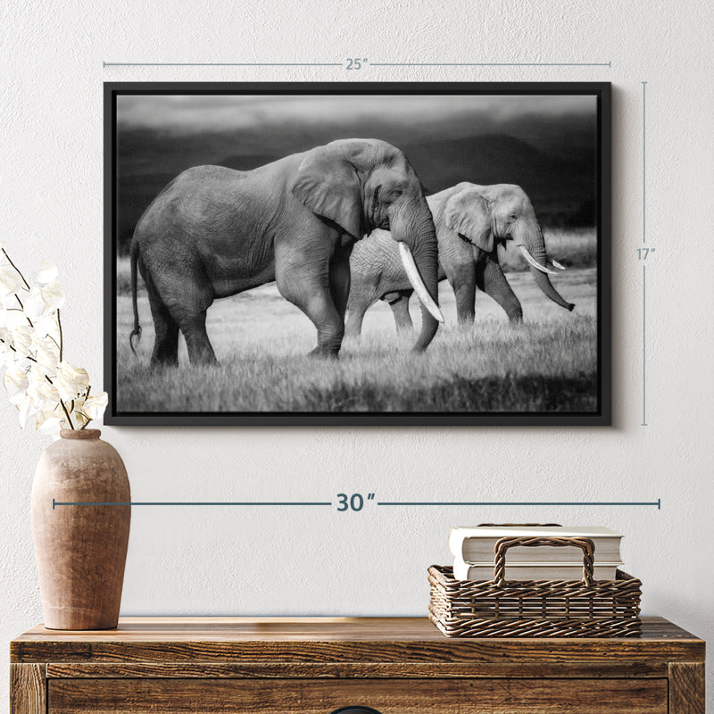 Animal "Art mural des éléphants du Kenya", H 17 po x l 25 po