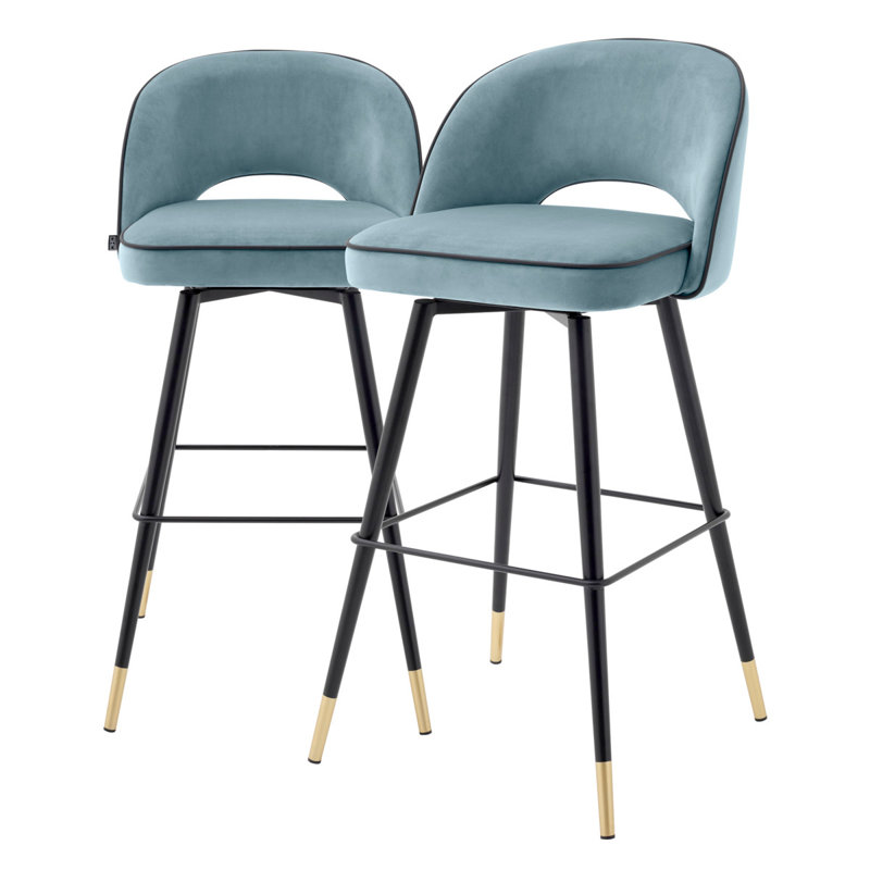 Cliff Swivel Upholstered Stool with Metal Frame, Blue, Counter Stool (27" Seat Height)