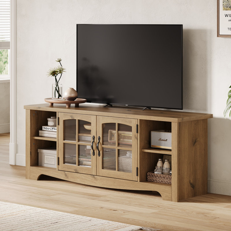 Meuble télé Callison, H 22 po x L 58 po x l 15,4 po, Bois de chêne
