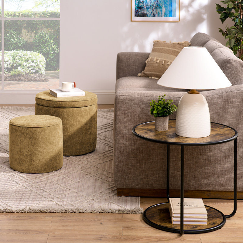 Table multifonctionnelle - jaune foncé avec espace de rangement et design attrayant, Velours jaune foncé