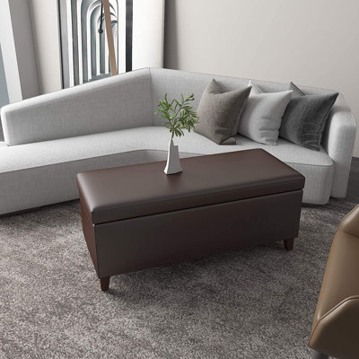 Faux Leather Lift Top Storage Bench