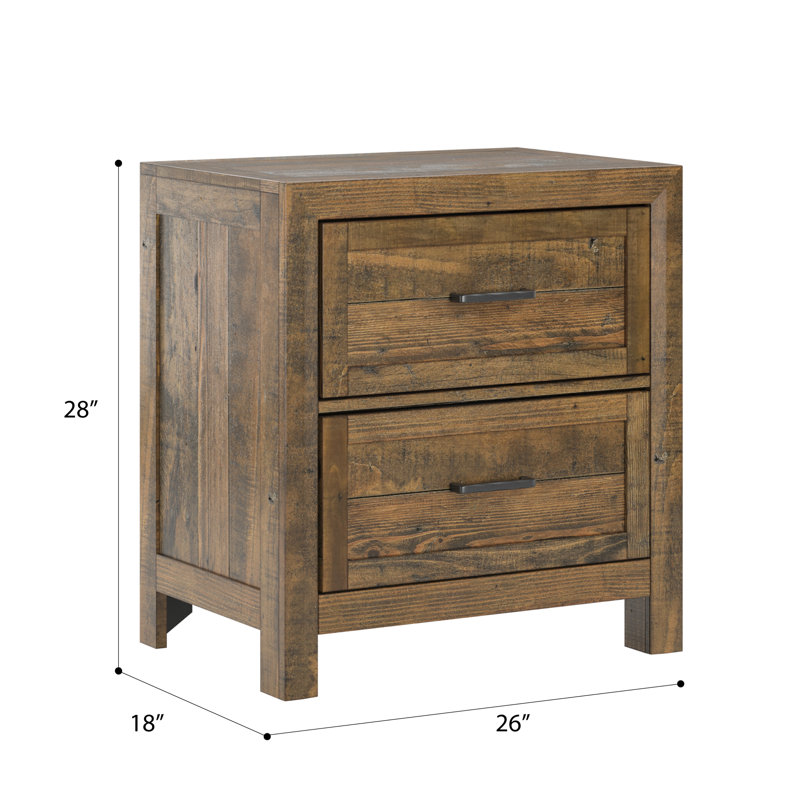 Goichi Rustic Pine 5-Piece Bedroom Set with Bedframe, Nightstands, a Dresser, and a Chest, King