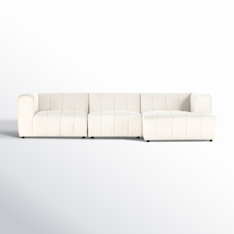 Langham Modular Chaise Sectional, Graphite, Right Hand Facing, Fayette Cloud Polyester