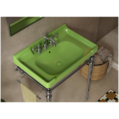 VICI 28" Bathroom Ceramic Basin with 3 pre-drilled hole, NO Cabinet and Faucet, Green