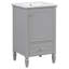 Meuble-lavabo de 20 po avec lavabo en céramique, pieds en bois massif, meuble-lavabo autoportant avec armoire de rangement, tiroirs et portes à fermeture en douceur, support de rangement-712529392