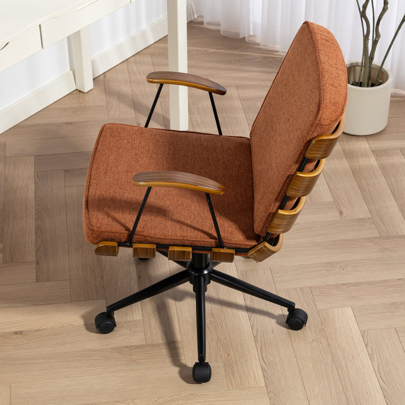Chaise de bureau pivotante, chaise de travail réglable en hauteur avec revêtement, Orange