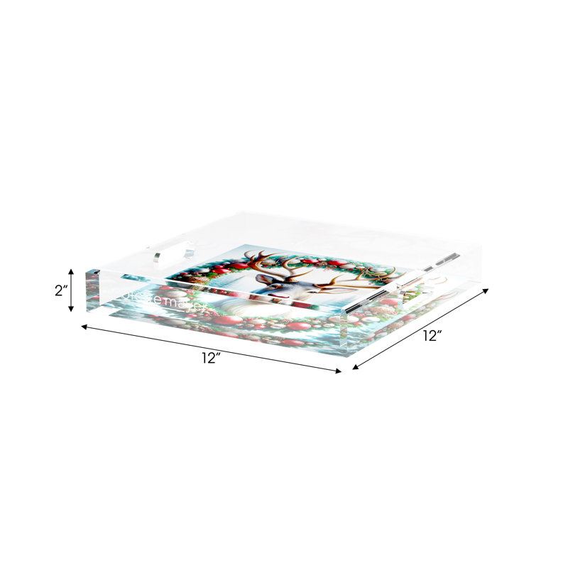 Acrylic Decorative Tray, 12" W x 12" D x 2" H
