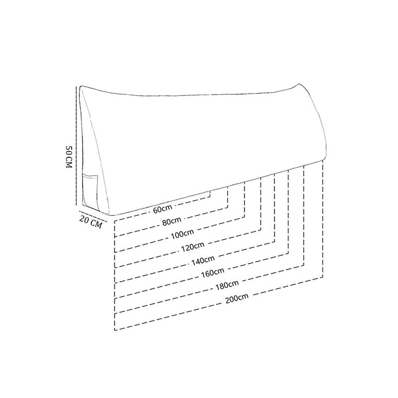 Triangular Backrest Cushion, Black, 50cm H x 160cm W