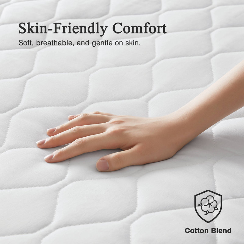 Cotton Blend White Heated 18" Deep Pocket Queen Mattress Pad with 5 Heat Settings, Queen