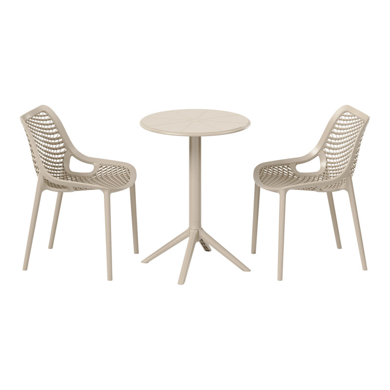2-Person Outdoor Round Dining Set, Beige